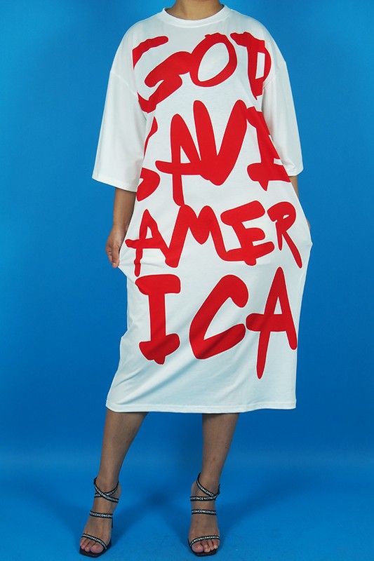 "God Save America" Graphic Boxy Dress