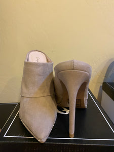 Taupe Studded Suede Mules