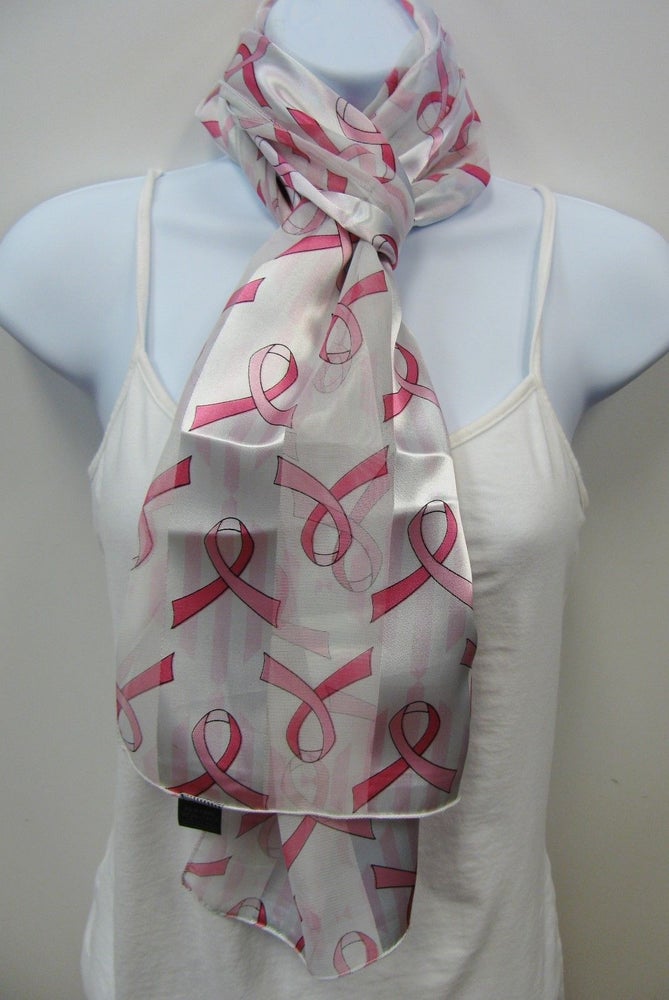 Breast Cancer Pink Ribbon Print Scarves Assorted Styles