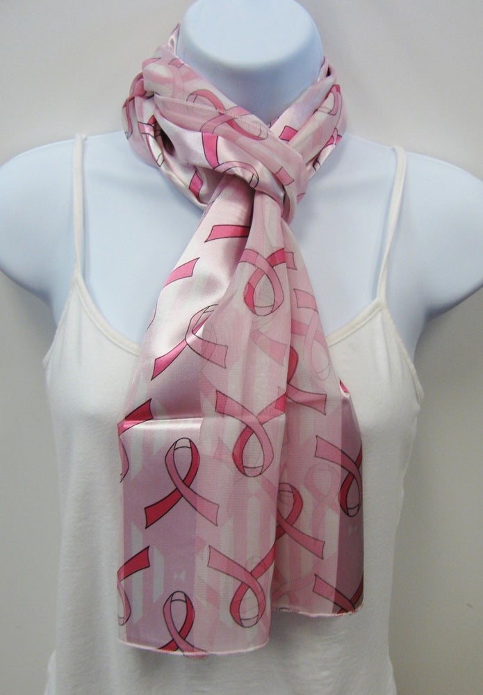 Breast Cancer Pink Ribbon Print Scarves Assorted Styles