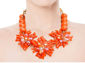 Gold and Coral Necklace Set
