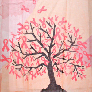 Pink Ribbon Logo Tree Print Scarf