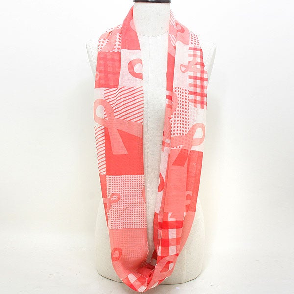 Pink Ribbon Polyester Infinity Scarf